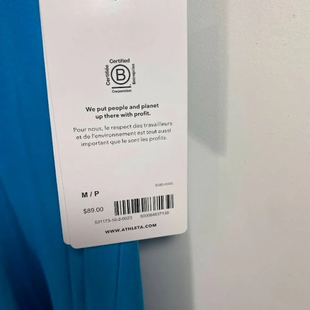 Athleta Santorini Thera Aqua Blue Sleeveless Dress